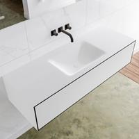 Mondiaz LAGOM 130cm badmeubel solid surface urban 1 lade Wastafel cloud midden zonder kraangat M64122UBM0M35181C