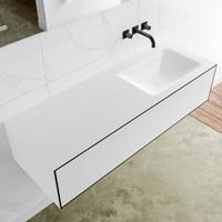 Mondiaz LAGOM 130cm badmeubel solid surface urban 1 lade Wastafel cloud rechts zonder kraangat M64124UBM0M35183R