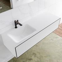 Mondiaz LAGOM 130cm badmeubel solid surface urban 1 lade Wastafel cloud links 1 kraangat M64123UBM1M35182L