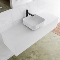 Mondiaz LAGOM 130cm badmeubel solid surface talc 1 lades Wastafel BINX opzetkom midden 1 kraangat M64179TAM1M49903C