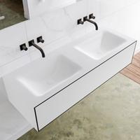 Mondiaz LAGOM 130cm badmeubel solid surface urban 1 lade Wastafel cloud dubbel zonder kraangat M64125UBM0M35184D