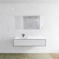 Mondiaz LAGOM 140cm badmeubel solid surface urban 1 lade Wastafel cloud links 1 kraangat M64128UBM1M35201L