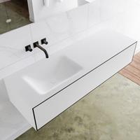 Mondiaz LAGOM 140cm badmeubel solid surface urban 1 lade Wastafel cloud links zonder kraangat M64128UBM0M35201L