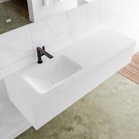 Mondiaz LAGOM 140cm badmeubel solid surface talc 1 lade Wastafel cloud links 1 kraangat M64128TAM1M35201L