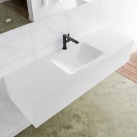 Mondiaz LAGOM 140cm badmeubel solid surface talc 1 lade Wastafel cloud midden 1 kraangat M64127TAM1M35200C