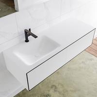 Mondiaz LAGOM 120cm badmeubel solid surface urban 2 lades Wastafel cloud links 1 kraangat M64137UBM1M35163L