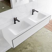 Mondiaz LAGOM 140cm badmeubel solid surface urban 1 lade Wastafel cloud dubbel 2 kraangaten M64130UBM2M35203D