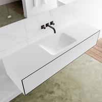 Mondiaz LAGOM 150cm badmeubel solid surface urban 1 lade Wastafel cloud midden zonder kraangat M64132UBM0M35216C