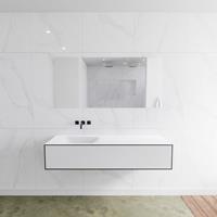 Mondiaz LAGOM 150cm badmeubel solid surface urban 1 lade Wastafel cloud links zonder kraangat M64133UBM0M35217L