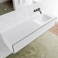 Mondiaz LAGOM 150cm badmeubel solid surface urban 1 lade Wastafel cloud rechts zonder kraangat M64134UBM0M35218R