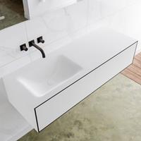 Mondiaz LAGOM 130cm badmeubel solid surface urban 2 lades Wastafel cloud links zonder kraangat M64141UBM0M35182L