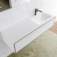 Mondiaz LAGOM 130cm badmeubel solid surface urban 2 lades Wastafel cloud rechts 1 kraangat M64142UBM1M35183R