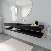 Mondiaz ALAN 200cm badmeubel solid surface planchet urban Vrijhangende wastafel cloud midden zonder kraangat kleur urban M49860UB0M49579UB0