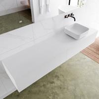 Mondiaz LAGOM 190cm badmeubel solid surface talc 2 lades Wastafel BINX opzetkom rechts zonder kraangat M64189TAM0M49903R