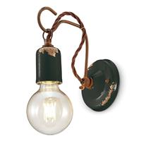 Ferroluce C665 wandlamp in vintage stijl zwart