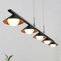 Lucande LED hanglamp Kianos, zwart, 5-lamps