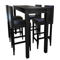 vidaXL Barset Bartisch mit 4 Barhockern  Schwarz