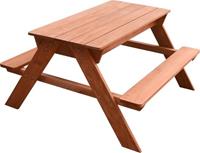 Sunny AXI Dave Picknicktafel / Zandtafel / Watertafel voor kinderen in bruin Multifunctionele Picknick tafel van hout met 2