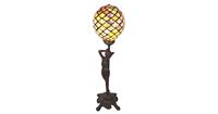LumiLamp Tafellamp Tiffany 21*21*51 cm E14/max 1*25W Multi Polyresin / glas vrouw Complete Tiffany stijl gekleurd glas