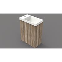 Arcqua Fonteinset 54.3x39.7x21.8cm Canyon Oak met marble fontein zonder overloop glans wit FNK411269