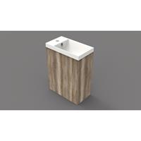 Arcqua Fonteinset 54.3x39.7x21.8cm Canyon Oak met marble fontein met overloop mat wit FNK412795