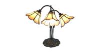 LumiLamp Tafellamp Tiffany 46*28*63 cm E14/max 3*25W Multi Polyresin / glas tulpen Tiffany stijl beige glas in lood ta