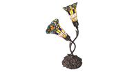 LumiLamp Tafellamp Tiffany 46*28*63 cm E14/max 2*25W Multi Polyresin / glas tulpen Tiffany stijl kleurrijk glas in loo