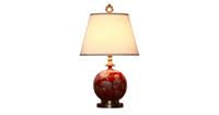 Fine Asianliving Oosterse Tafellamp Porselein Rood Goud met Kap