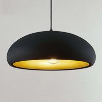 Lampenwelt.com Metalen hanglamp Gerwina, zwart-goud