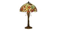 LumiLamp Tafellamp Tiffany Ø 40*63 cm E27/max 2*60W Meerkleurig Glas / Polyresin bloemen 5LL-5981