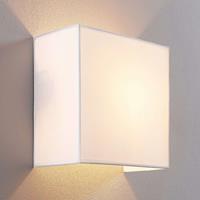 Lampenwelt.com Stoffen wandlamp Adea, 25 cm, vierkant, wit