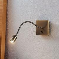 Lampenwelt.com LED wandleeslamp Mayar met flexarm, oud messing