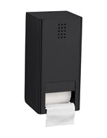 proox One dubbele toiletrolhouder met klep verticaal zwart