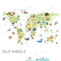 Roommates Wandsticker Kids World Map, 33-tlg.