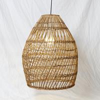 Groenovatie Rotan / Rieten Hanglamp, Handgemaakt, Naturel, ⌀52 x 70 cm