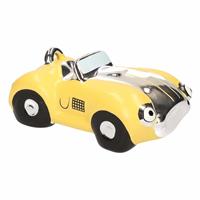 Spaarpot gele sportauto cabriolet 14 cm - Spaarpotten