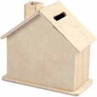 Spaarpot houten huisje 10 cm - Spaarpotten