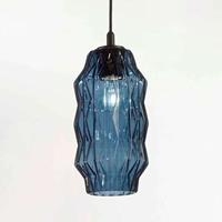 Selene Hanglamp origami van glas, blauw