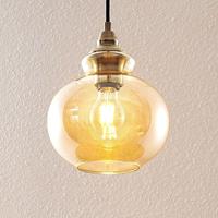 Lindby Tymoni glazen hanglamp, amber, 1-lamp