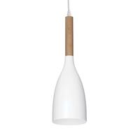 Ideallux Hanglamp Manhattan met houtdetail, wit
