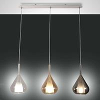 Fabas Luce Hanglamp Lila van glas, 3-lamps lang