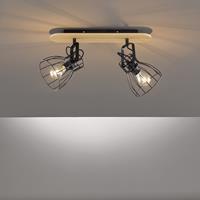 FISCHER & HONSEL Plafondlamp het in houtoptiek met 2 kooikappen