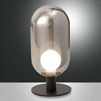 Fabas Luce LED-Tischleuchte Gubbio, ovaler Glasschirm, rauch
