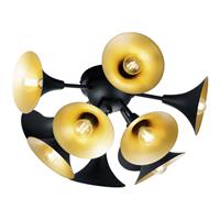 Trio - Deckenleuchte Wohnzimmerlampe Deckenleuchte schwarz gold Deckenlampe 10 Flammig E14, Metall, 10x E14 Fassung, DxH 50x26 cm 603201032