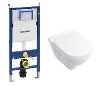 Geberit UP320 toiletset met Villeroy & Boch O.novo Direct Flush wandcloset en softclose zitting