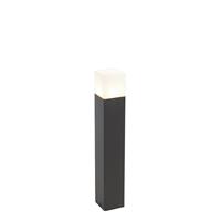 QAZQA Stehende Außenlampe schwarz mit opalweißem Schirm 50 cm - Dänemark