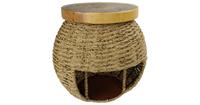 Fine Asianliving Handbraided Jute Stool with Wooden Top and Storage