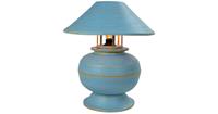Fine Asianliving Bamboo Table Lamp Spiral Handmade Blue 37x37x40cm
