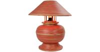 Fine Asianliving Bamboo Table Lamp Spiral Handmade Red 37x37x40cm