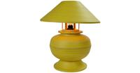 Fine Asianliving Bamboo Table Lamp Spiral Handmade Yellow 37x37x40cm